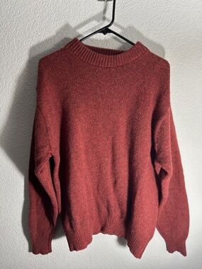 Vintage LL Bean Sweater Mens XL Red Wool Blend Crewneck Pullover USA